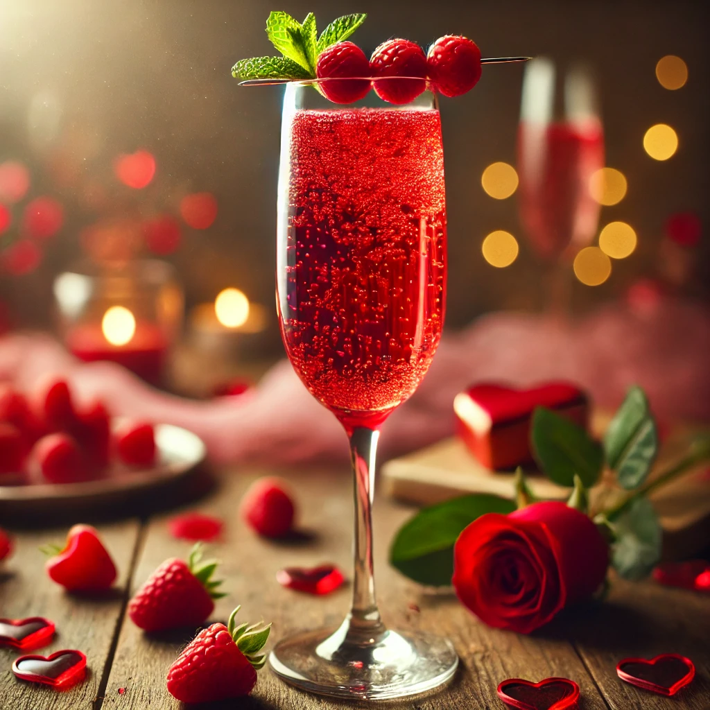 Boisson Cocktail Petillant a la Framboise
