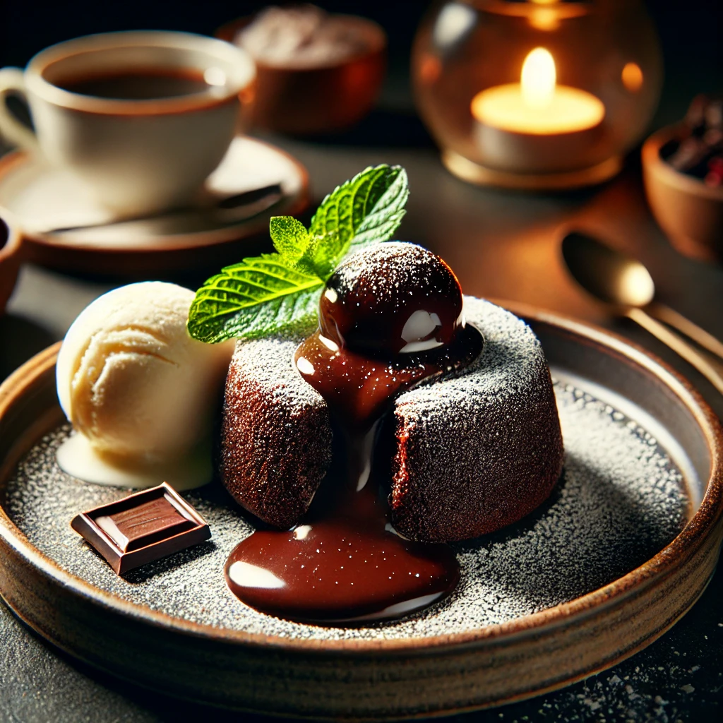 Dessert Fondant au Chocolat avec Coeur Coulant