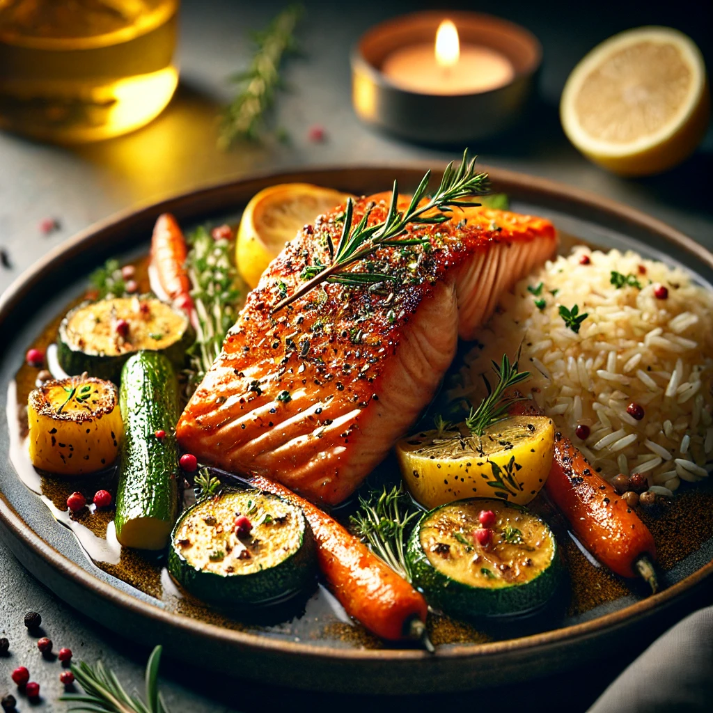 Plat Principal Pave de Saumon au Miel et Citron